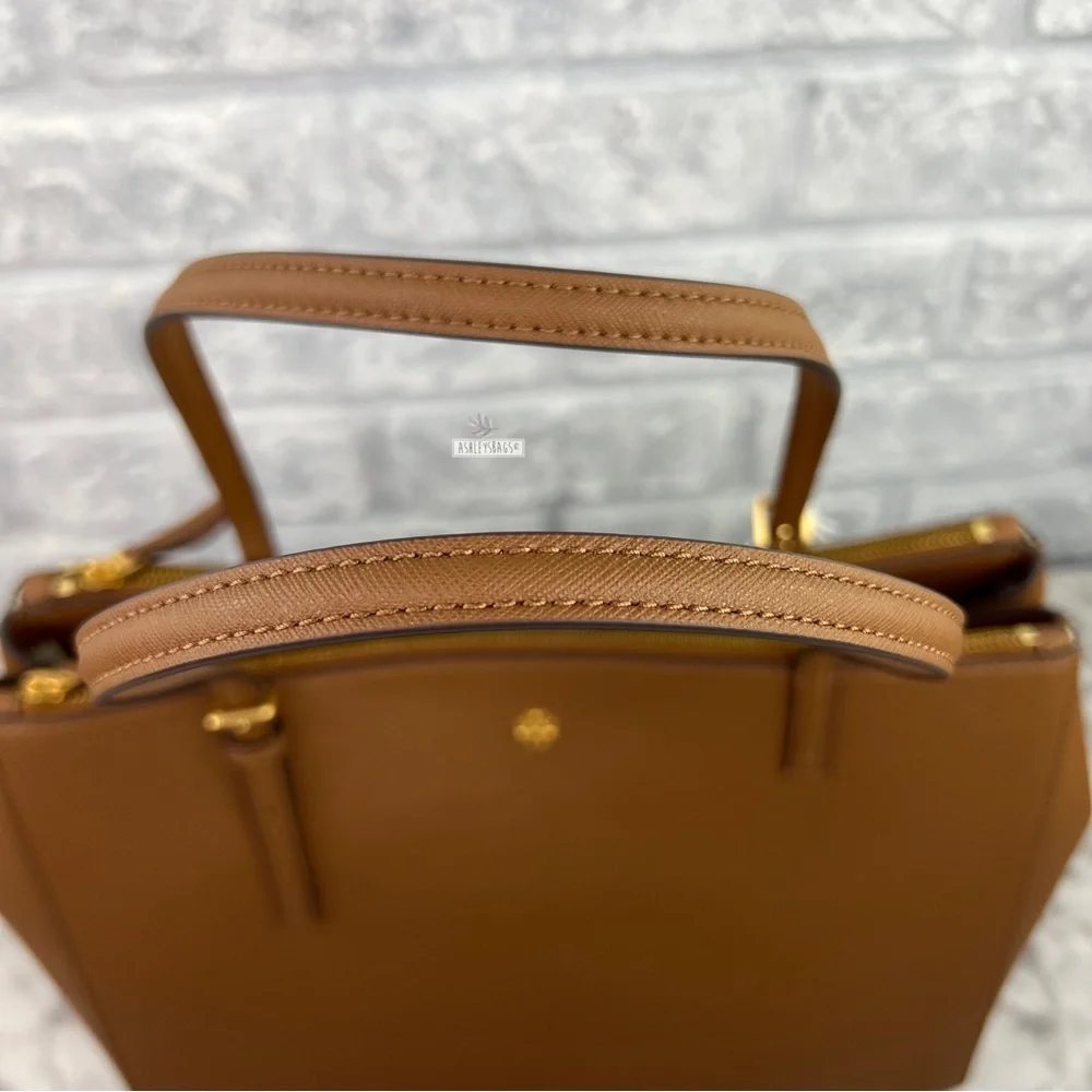 Tory Burch Emerson Large Double Zip Tote & Emerson Slim Wallet In Moose Brown - Picture 5 of 16